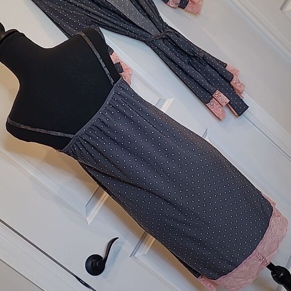 Nanette Lepore Gray with Pink Polka Dot Pajama Set - Picture 5 of 13